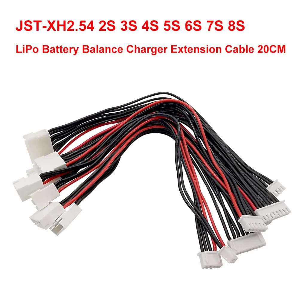 2/5Pcs JST-XH 2S 3S 4S 5S 6S 7S 8S LiPo Battery Balance Charger Extension Cable Balance Charging Wire 20CM 7.8Inch 22AWG