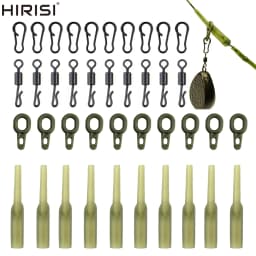 Hirisi 40 x Carp Fishing Rigs Rubber Anti Tangle Sleeves Fishing Quick Change Snap Connector Fishing Accessories M9