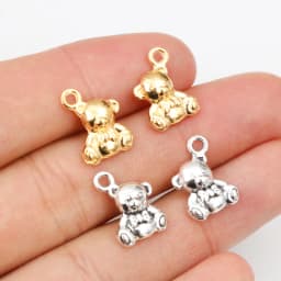 15pcs 15x11mm Antique Silver Color Plated Gold Plated Cute Bear Doll Handmade Charms Pendant DIY Jewelry Making Findings Charms