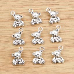 15pcs 15x11mm Antique Silver Color Plated Gold Plated Cute Bear Doll Handmade Charms Pendant DIY Jewelry Making Findings Charms