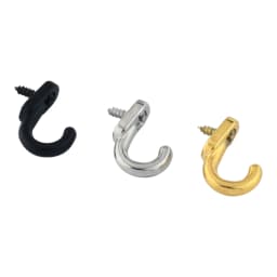 20pcs Mini Alloy Hooks w/screws Wall Hangers 17mm/0.67in Vintage Black Silver Gold Kitchen Bathroom Key Towel Hat Coat Bag Mask