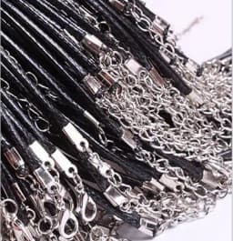 20Pcs 45-60cm Black Waxed Leather Rope Chain Necklace with Clasps For Women Jewelry Wax Cord Chain String For DIY Pendant Making