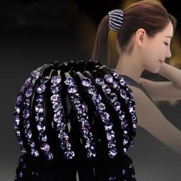 Fashion Crystal Rhinestone Hairpin Bun Hair Claw Clips Horsetail Buckle Hair Clip Bird Nest Expanding Hair Accessories for Women