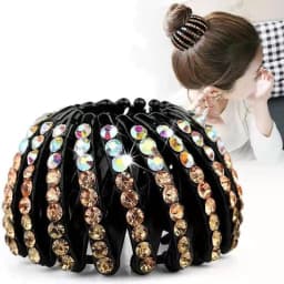 Fashion Crystal Rhinestone Hairpin Bun Hair Claw Clips Horsetail Buckle Hair Clip Bird Nest Expanding Hair Accessories for Women