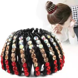 Fashion Crystal Rhinestone Hairpin Bun Hair Claw Clips Horsetail Buckle Hair Clip Bird Nest Expanding Hair Accessories for Women