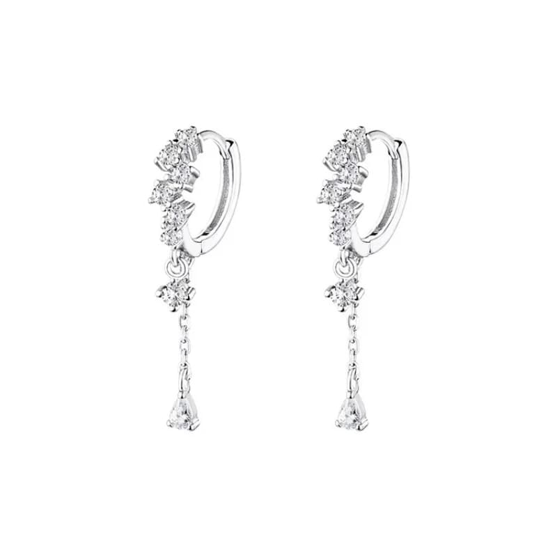 925 Sterling Silver tassel hoop Earrings Temperament Inlaid Zircon for Women Wedding Jewelry Accessories