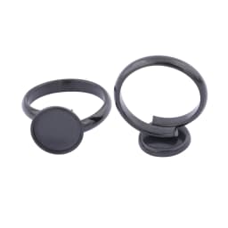 10pcs 10mm Cabochon Ring Base Setting Blanks Gold Plated Black Stainelss Steel Adjustable Fingerring Bezels For Jewelry Making