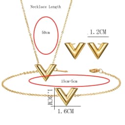 Fashion Brand V Letter Pendant Necklace For Woman Stainless Steel Women Necklace Luxury Jewelry Female Costume Accessories