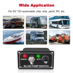 3 Way Marine Bilge Pump Control Switch Panel 12V 5A DC 3 Positions Manual/Off/Auto With Fuse LED for Yacht Camper Truck Boat RV