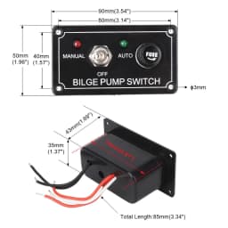 3 Way Marine Bilge Pump Control Switch Panel 12V 5A DC 3 Positions Manual/Off/Auto With Fuse LED for Yacht Camper Truck Boat RV