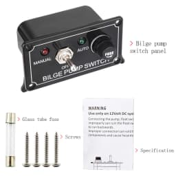 3 Way Marine Bilge Pump Control Switch Panel 12V 5A DC 3 Positions Manual/Off/Auto With Fuse LED for Yacht Camper Truck Boat RV