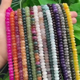 8x5mm Natural Rondelle Tourmaline Jades Beads Flat Round Quartz Agate Abacus DIY Bracelet Earrings Stone Bead for Jewelry Making