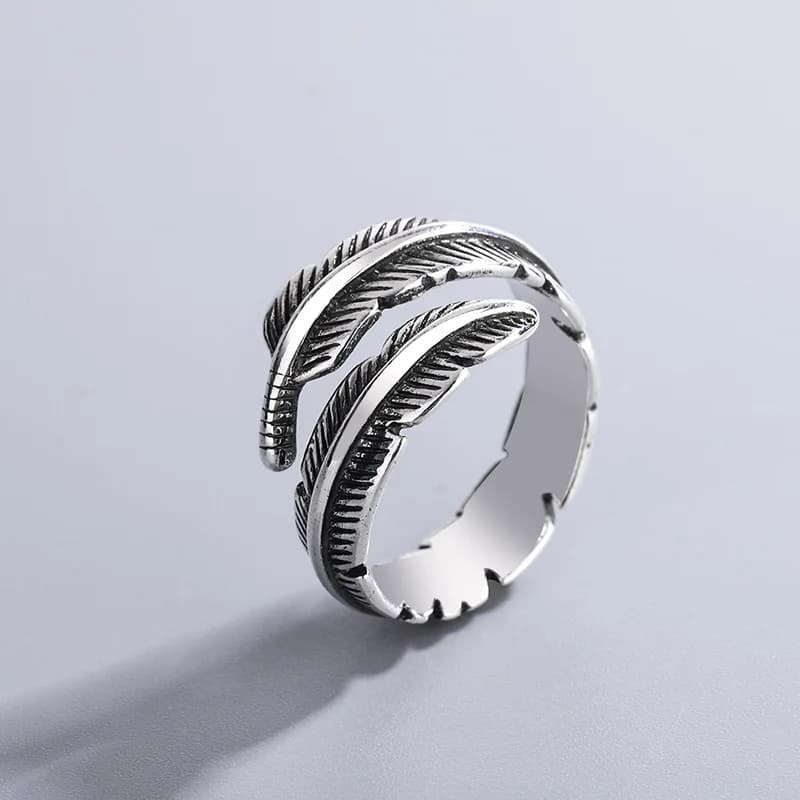 925 Sterling Silver Feather Adjustable Rings For Women Luxury Jewelry Gift Female GaaBou Jewellery