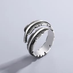 925 Sterling Silver Feather Adjustable Rings For Women Luxury Jewelry Gift Female GaaBou Jewellery