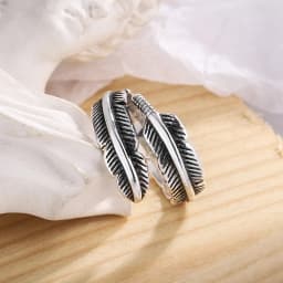 925 Sterling Silver Feather Adjustable Rings For Women Luxury Jewelry Gift Female GaaBou Jewellery