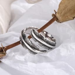 925 Sterling Silver Feather Adjustable Rings For Women Luxury Jewelry Gift Female GaaBou Jewellery