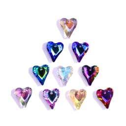 6/12pcs Colorful Crystal Charms Love Heart Pendants 17mm Glass Loose Beadss For DIY Making Jewelry Accessories Wholesale In Bulk