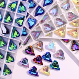 6/12pcs Colorful Crystal Charms Love Heart Pendants 17mm Glass Loose Beadss For DIY Making Jewelry Accessories Wholesale In Bulk