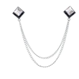 Korean Fashion Geometric Crystal Brooch Tassel Chain Lapel Pin Men's Shirt Collar Jewelry Wedding Party Brooches Accessories