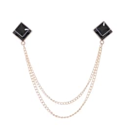 Korean Fashion Geometric Crystal Brooch Tassel Chain Lapel Pin Men's Shirt Collar Jewelry Wedding Party Brooches Accessories