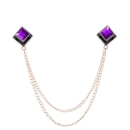 Korean Fashion Geometric Crystal Brooch Tassel Chain Lapel Pin Men's Shirt Collar Jewelry Wedding Party Brooches Accessories