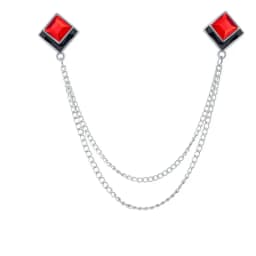 Korean Fashion Geometric Crystal Brooch Tassel Chain Lapel Pin Men's Shirt Collar Jewelry Wedding Party Brooches Accessories