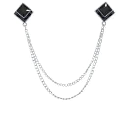 Korean Fashion Geometric Crystal Brooch Tassel Chain Lapel Pin Men's Shirt Collar Jewelry Wedding Party Brooches Accessories