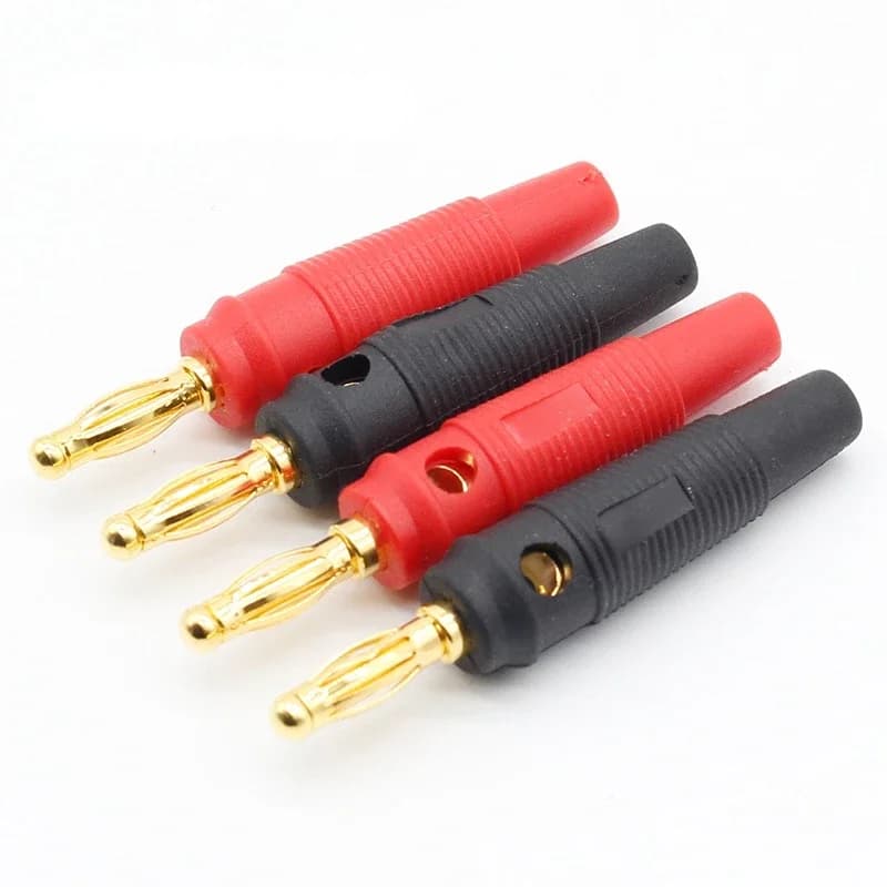 4pcs New 4mm Plugs pure copper Gold Plated Musical Speaker Cable Wire Pin Banana Plug Connectors