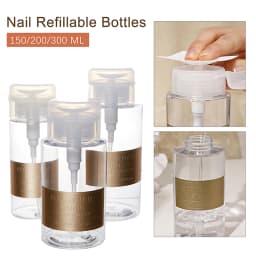 400ML Makeup Remover Nail Bottle Empty Press Pump Dispenser Plastic Polish Remover Cleaner Portable Makeup Manicure Tools