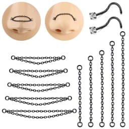 AOEDEJ 1PC Black Plate Nose Chains Decorate Stainless Steel Nostril Chain Helix Tragus Piercings Tassel Body Piercing Jewelry