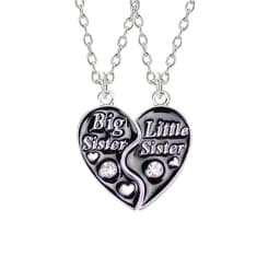 2 Piece Set Sisters Necklace For Women Heart Shape Letter Rhinestone Black Pink Pendant Lady Glamour Alloy Jewelry BFF Gifts