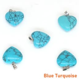 10PC/Set Love Heart Shaped Pendant Natural Stone Rose Quartz Crystal Turquoise Tiger Eye Aventurine Jewelry Making Necklace 20mm