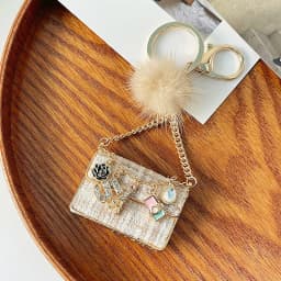 Metal Luxury Bag Keychain Leather Bag Shape Woman's High -end Charm Decoration Supports A Seal Leopard Leather Bag