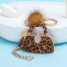 Metal Luxury Bag Keychain Leather Bag Shape Woman's High -end Charm Decoration Supports A Seal Leopard Leather Bag