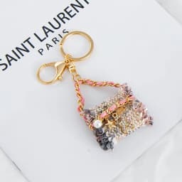 Metal Luxury Bag Keychain Leather Bag Shape Woman's High -end Charm Decoration Supports A Seal Leopard Leather Bag