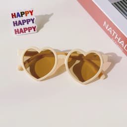 Baby Girls Cute Solid Color Heart Shape Outdoor Sun Protection Sunglasses Children Lovely Acrylic UV400 Sunglasses Kids Glasses