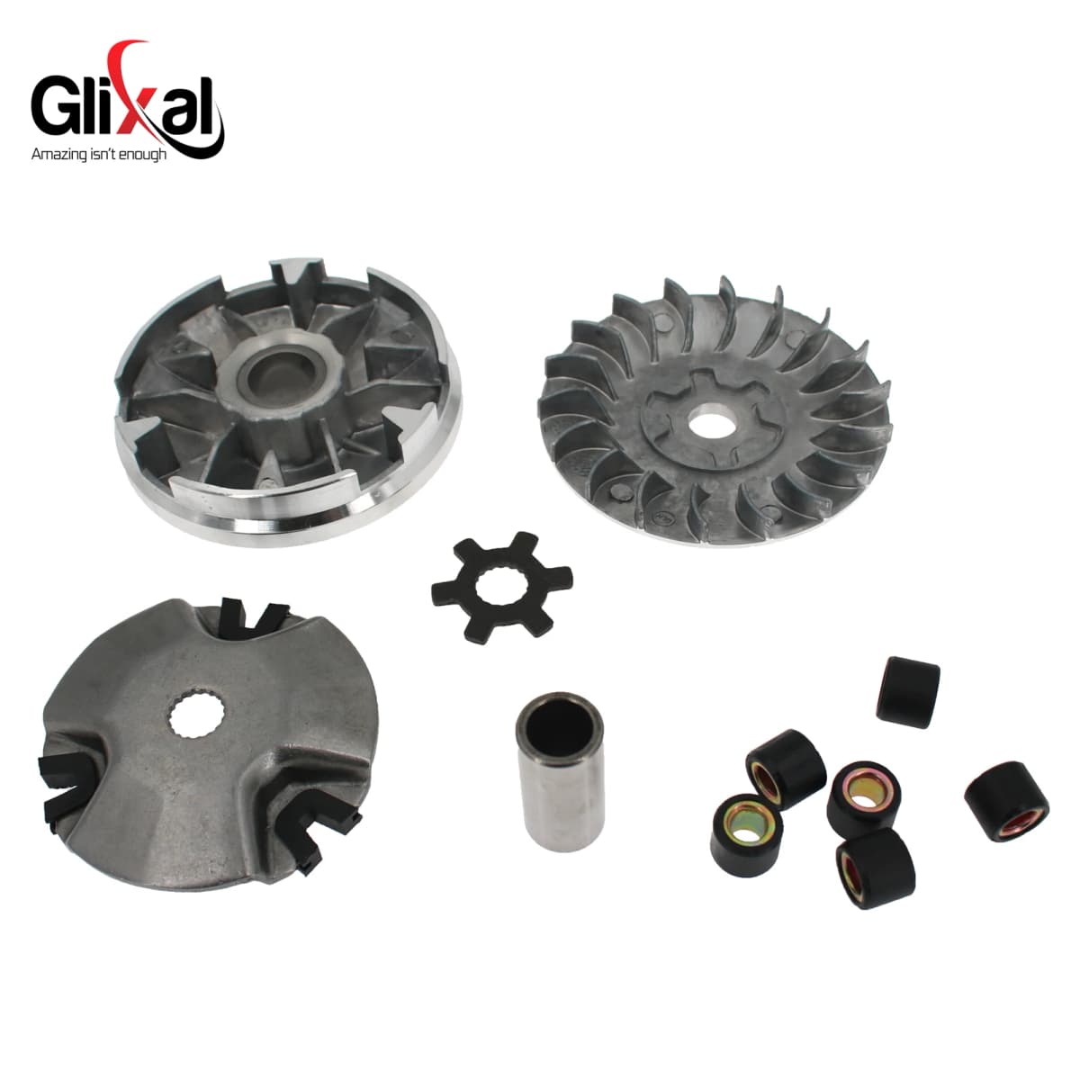 Glixal Variator Kit with 5g Roller Weights for Jog 50 3KJ Minarelli 2-Stroke 1PE40QMB 1E40QMA Scooter Moped (17 Splines)