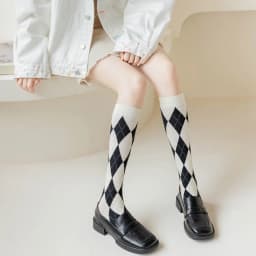 Cool Japanese Cotton Women Knee High Socks Plaid Ladies Girl School Party Street Dancing Knee Warm Sock For Women Dropshipping