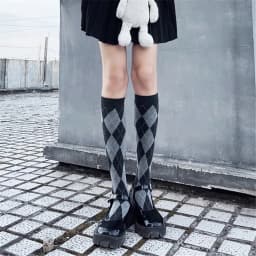 Cool Japanese Cotton Women Knee High Socks Plaid Ladies Girl School Party Street Dancing Knee Warm Sock For Women Dropshipping