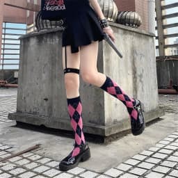 Cool Japanese Cotton Women Knee High Socks Plaid Ladies Girl School Party Street Dancing Knee Warm Sock For Women Dropshipping