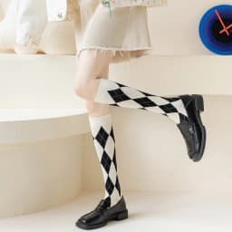 Cool Japanese Cotton Women Knee High Socks Plaid Ladies Girl School Party Street Dancing Knee Warm Sock For Women Dropshipping