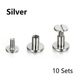 10Sets Luggage Leather Metal Craft Solid Screw Nail Rivet Double Curved Head Belt Strap Rivets Book Screws Buttons Snap