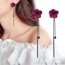 New Korean Flower Asymmetrical Dangle Earrings for Women Long Tassel Butterfly Imitation Pearl Cat Drop Earring Party Jewelry