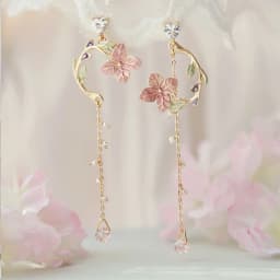 New Korean Flower Asymmetrical Dangle Earrings for Women Long Tassel Butterfly Imitation Pearl Cat Drop Earring Party Jewelry