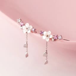 New Korean Flower Asymmetrical Dangle Earrings for Women Long Tassel Butterfly Imitation Pearl Cat Drop Earring Party Jewelry
