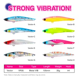 TSURINOYA 35g Teppan VIB Fishing Lure VECTOR DW38-C 105mm Vibration Shore Fishing Long Casting Metal Hard Bait Seabass Flounder