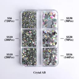 1540Pcs Mixed Sizes SS6-SS30 Glass Hotfix Rhinestones 6Grid Box Flat Back Glitter Crystal Strass Iron On Rhinestones for Clothes