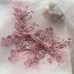 1 Piece Sequin Flower Wedding Gown Appliques Lace Fabric Embroidered Mesh Sew Patch For Dress DIY Decor 38*22CM