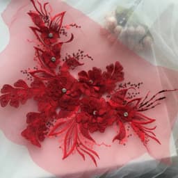 1 Piece Sequin Flower Wedding Gown Appliques Lace Fabric Embroidered Mesh Sew Patch For Dress DIY Decor 38*22CM