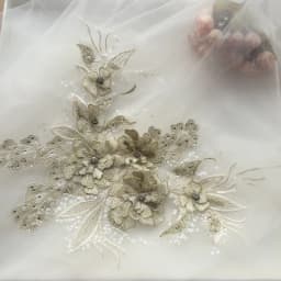 1 Piece Sequin Flower Wedding Gown Appliques Lace Fabric Embroidered Mesh Sew Patch For Dress DIY Decor 38*22CM